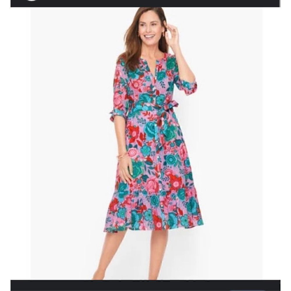 Talbots 10 P Belted shirt dress sketched Blooms